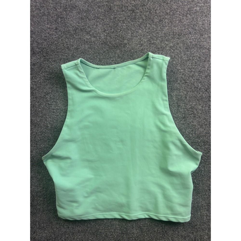 Hylete Crop Top Womens Medium Green Sleeveless Cross Back Athletic Excellent